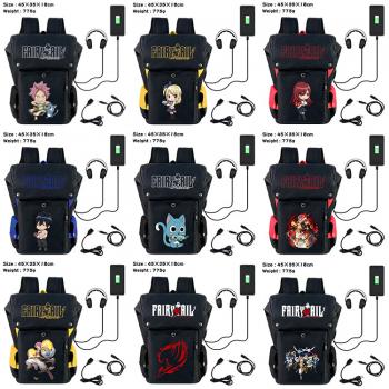 Fairy Tail anime USB nylon backpack school bag