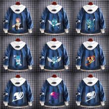 Fairy Tail anime fake two pieces denim jacket hoodie cloth