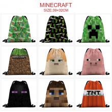 Minecraft game nylon drawstring backpack bag
