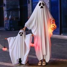 Cute kids Halloween horror Cloak Cape cosplay Ghost White Tassels costumes