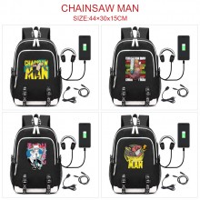 Chainsaw Man USB charging laptop backpack school b...