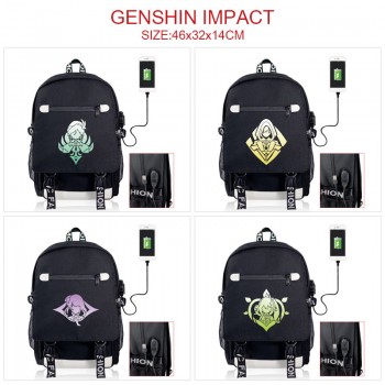 Genshin Impact game USB charging laptop backpack school bag
