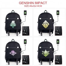 Genshin Impact game USB charging laptop backpack school bag