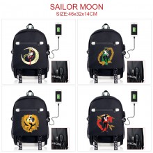 Sailor Moon anime USB charging laptop backpack sch...