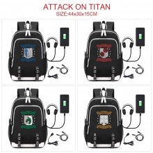 Attack on Titan anime USB charging laptop backpack...