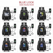 Blue Lock anime USB charging laptop backpack schoo...