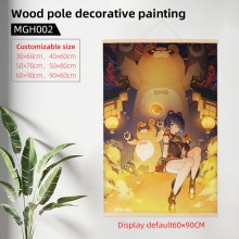 Genshin Impact game wood pole decorative painting wall scrolls
