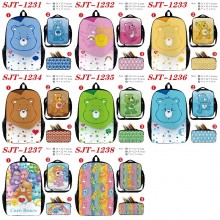 Care Bears anime nylon backpack bag shoulder pencil case set