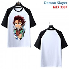 Demon Slayer anime raglan sleeve cotton t-shirt t ...