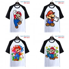 Super Mario anime raglan sleeve cotton t-shirt t s...