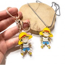 One Piece Luffy anime movable key chain/necklace