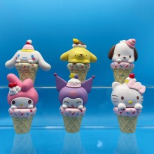 Sanrio Melody kitty Cinnamoroll Kuromi ice cream figures set(6pcs a set)(OPP bag)