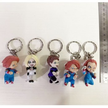 Child's Play Chucky anime figure doll key chains set(5pcs a set)(OPP bag)