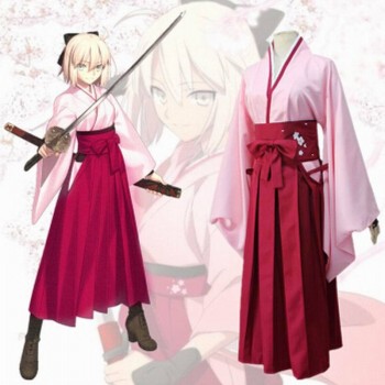 Fate Grand Order Saber Okita Souji anime cosplay cloth dress costume set