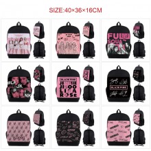 Black Pink star anime nylon backpack bags