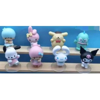 Melody Cinnamoroll Kuromi Pochacco Little twin star figures set(8pcs a set)(OPP bag)