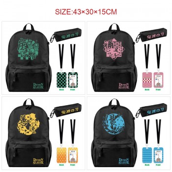 Demon Slayer anime nylon backpack bag pencil cards case set(3pcs a set)