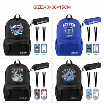 Stitch anime nylon backpack bag pencil cards case set(3pcs a set)