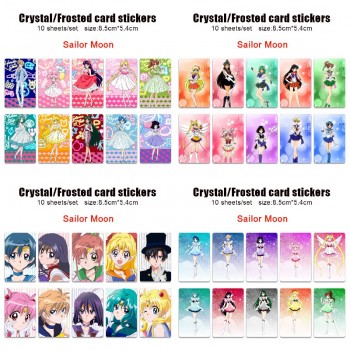 Sailor Moon anime crystal frosted card skin stickers(10pcs a set)