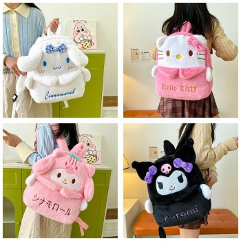 Sanrio Melody kitty Cinnamoroll Kuromi anime plush backpack bagS