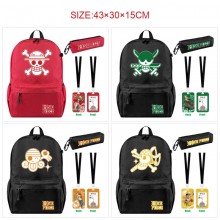 One Piece anime nylon backpack bag pencil cards case set(3pcs a set)