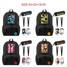 Blue Lock anime nylon backpack bag pencil cards case set(3pcs a set)