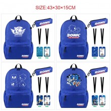 Sonic the Hedgehog nylon backpack bag pencil cards case set(3pcs a set)