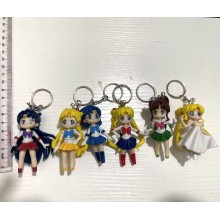 Sailor Moon anime figure doll key chains set(6pcs ...