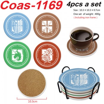 Attack on Titan anime coasters coffee cup mats pads(4pcs a set)