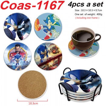 Sonic the Hedgehog anime coasters coffee cup mats pads(4pcs a set)