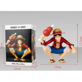 One Piece Monkey D Luffy squat eating meat anime figure