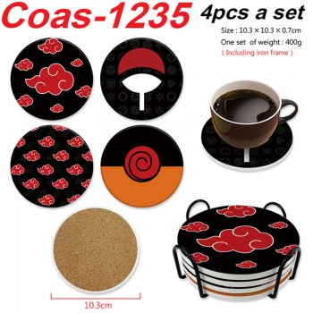 Naruto anime coasters coffee cup mats pads(4pcs a set)