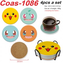Pokemon anime coasters coffee cup mats pads(4pcs a...