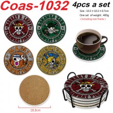 One Piece anime coasters coffee cup mats pads(4pcs a set)