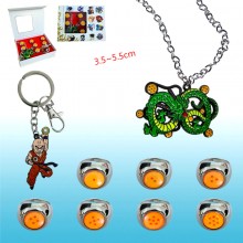 Dragon Ball anime alloy rings+key chain necklace a set