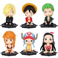 One Piece Luffy Zoro Sanji Nami Robin Chopper shaking head anime figure