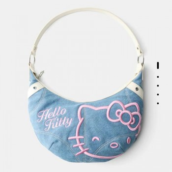 Hello Kitty Y2k half moon denim underarm bag