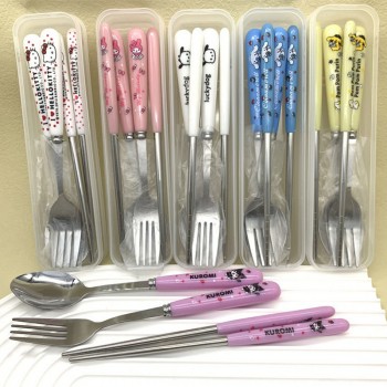 Sanrio Melody kitty Cinnamoroll Kuromi stainless steel spoons forks 3Piece set