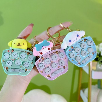 Sanrio Melody kitty Cinnamoroll Kuromi Whack-a-mole Mini Decompression Game Console key chains