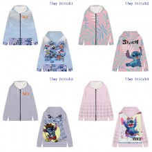 Stitch anime zipper long sleeve hoodies sweater cl...