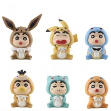 Crayon Shin-chan cos Pokemon anime figures set(6pc...