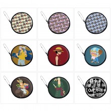 One Piece anime pu zipper round wallet coin purse