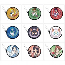 Sailor Moon anime pu zipper round wallet coin purs...