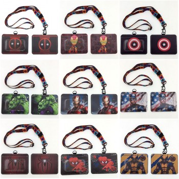 Super Hero Iron Spider Super Man Batman ID cards holders cases lanyard key chain