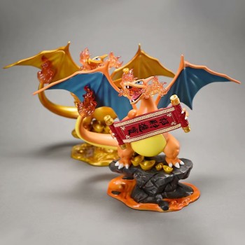 Pokemon Charizard Wealrh God anime figure