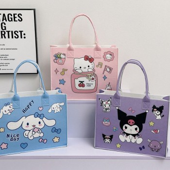 Sanrio Melody kitty Cinnamoroll Kuromi anime felt handbag shoulder bag