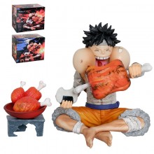 One Piece Monkey D Luffy sitting posture eat meat ...