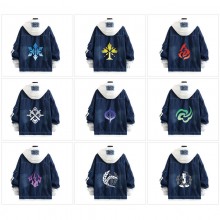 Honkai Star Rail fake two pieces denim jacket hood...