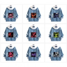 Hazbin Hotel anime fake two pieces denim jacket hoodie cloth