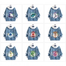 Inside Out fake two pieces denim jacket hoodie clo...